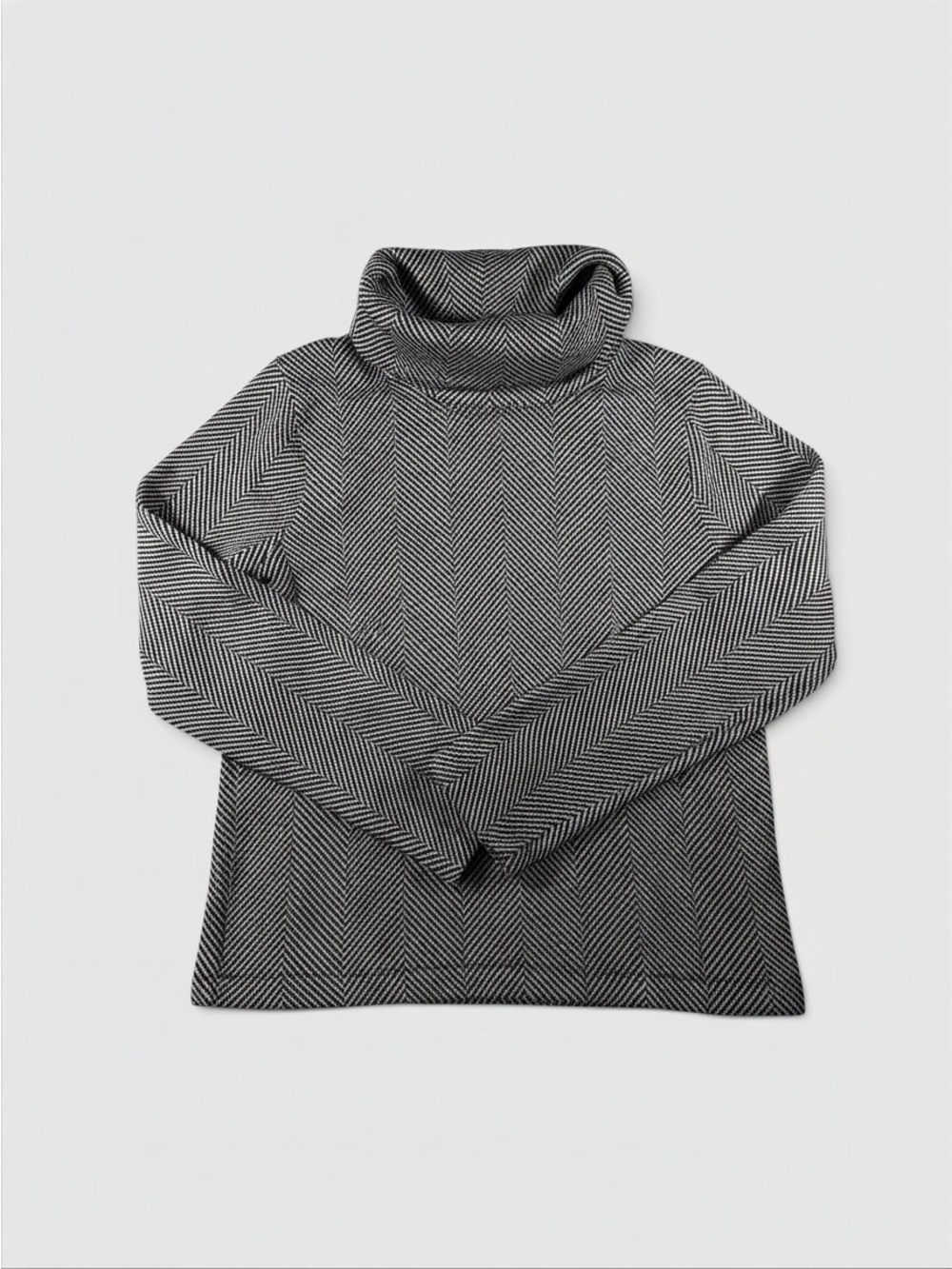 J.Crew Herringbone Cowl Neck Pullover Sweater Women’s L Black Ivory Funnel Neck